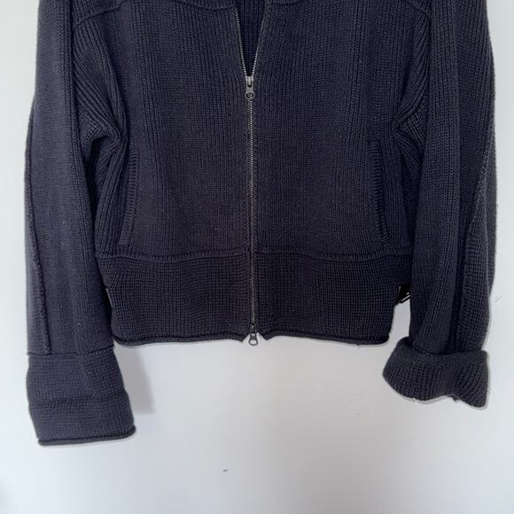 By Anthropologie Womens Andrea Sweater Cropped Size Large Full Zip Cropped Blue - Picture 5 of 9